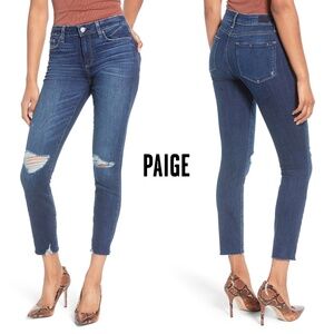 PAIGE NWT VERDUGO ANKLE SKINNY ROCK SLIDE HEM UPTOWN DESTRUCTED JEAN. SIZE 25